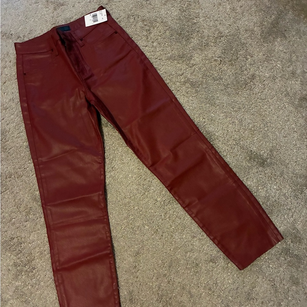 Kut From the Kloth Charlize Coated High Rise Ankle Skinny in Red